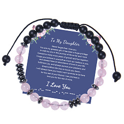 To My Daughter - Morse Code Bracelet (with Card) Personalized Morse Code Bracelet with Pink Crystal Beads for Daughter