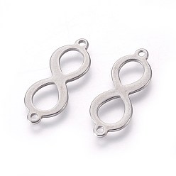 Stainless Steel Color 201 Stainless Steel Links connectors, Infinity, Stainless Steel Color, 21.5x8x1mm, Hole: 1.2mm