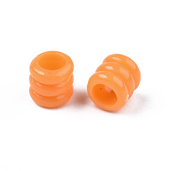 Dark Orange Opaque Acrylic European Beads, Large Hole Groove Beads, Column, Dark Orange, 7x7mm, Hole: 4mm, about 2900pcs/500g
