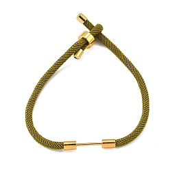 Цвет Оливы Плетеный браслет из нейлонового шнура, с латунной фурнитурой , реальный 18 k позолоченный, оливковый, 9-1/2 дюйм (24 см), ссылка: 24x4 mm
