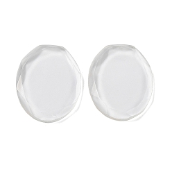 Clear Glass Cabochons, Flat Back, Faceted, Oval, Clear, 38.5x29x4.5mm