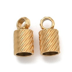 Золотой Ионное покрытие (ip) 304 концы шнура из нержавеющей стали, колонка, золотые, 8x4 мм, отверстие : 1.8 мм, внутренний диаметр: 3 мм