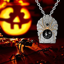 spider Gothic Halloween Spider Necklace - Punk Style Spider Web Pendant Jewelry.
