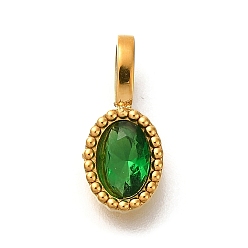 Папоротник Зеленый Ионное покрытие (ip) 304 подвески из нержавеющей стали со стразами, овальные амулеты, реальный 14 k позолоченный, Папоротник зеленый, 14.5x7x4 мм, отверстия: 4.5z2.5mm