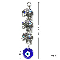 Sanxiang pendant Chimei alloy point drill three elephant blue eyes pendant Turkish devil's eye jewelry wall hanging car hanging decoration