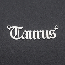 Taurus 201 Stainless Steel Links, Twelve Constellations, Old English, Laser Cut, Taurus, 9x32x1mm, Hole: 1.2mm