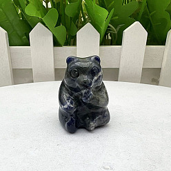 Содалитовое Скульптурные украшения из натурального содалита, для украшения стола домашнего офиса, медведь, 30~40 мм