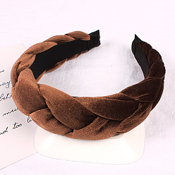 Large flannel solid color twisted headband, rust color, size 37 Бархатная повязка на голову для женщин, однотонный аксессуар для волос с широкими полями