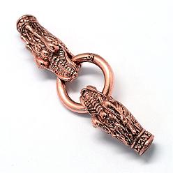 Red Copper Alloy Spring Gate Rings, O Rings, with Cord Ends, Dragon, Red Copper, 6 Gauge, 80mm