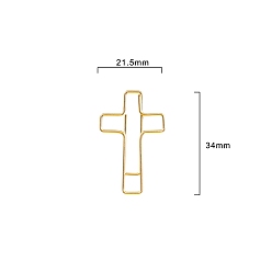 Golden 100Pcs Metal Paper Clips, Religion Cross Spiral Wire Paperclips, Golden, 34x21.5mm