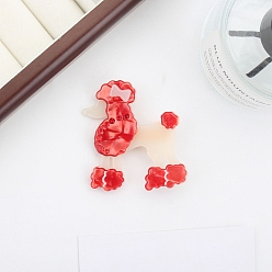 Red Cute Poodle Cellulose Acetate Alligator Hair Clips, with Rhinestone, Hair Accessories for Girls, Red, 57x54x17mm
