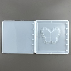 Butterfly Silicone Binder Notebook Cover Quicksand Molds, Shaker Molds, Resin Casting Molds, for UV Resin, Epoxy Resin Craft Making, Butterfly, 120x120x8mm, 2pcs/set