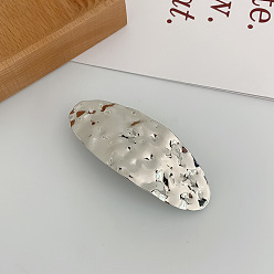 Oval silver Pince à cheveux elliptique géométrique avec ressort en alliage métallique - chic et stylée
