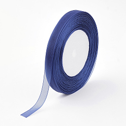 Dark Blue Organza Ribbon, Dark Blue, 3/8 inch(10mm), 50yards/roll(45.72m/roll), 10rolls/group, 500yards/group(457.2m/group)