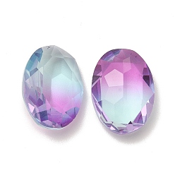 Violet Faceted K9 Glass Rhinestone Cabochons, Pointed Back, Oval, Violet, 18x13x6mm