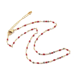 Red 304 Stainless Steel Link Chain Necklaces, with Enamel and Lobster Claw Clasps, Golden, Red, 15.75 inch(40cm)