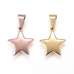 Mixed Color 304 Stainless Steel Charms, Star, Mixed Color, 15x13x2.5mm, Hole: 7x3.5mm