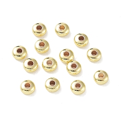 Настоящее золото 18K Spacer бисер латунные, шариков Rondelle, долговечный, реальный 18 k позолоченный, 6x3 мм, отверстие : 2 мм
