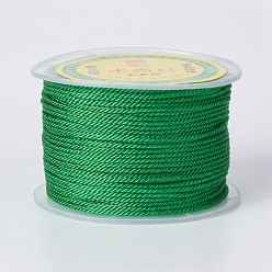 Green Round Polyester Cords, Milan Cords/Twisted Cords, Green, 1.5~2mm, 50yards/roll(150 feet/roll)
