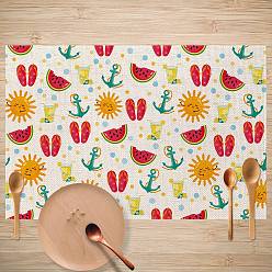 Others Summer Theme Linen Placemats, Oilproof Anti-fouling Hot Pads, for Cooking Baking, Summer Themed Pattern, 300x450mm