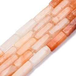 Красный Агат Природного сердолика нитей бисера, кубоид, 12.5~13.5x3~5x3~4.5 мм, отверстие : 1 мм, около 29~31 шт / нитка, 15.1~15.9 дюйм (38.5~40.5 см)