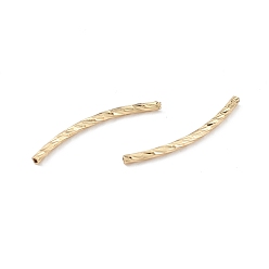 Real 18K Gold Plated Rack Plating Brass Tube Beads, Fancy Cut Curved Beads, Long-Lasting Plated, Cadmium Free & Lead Free, Real 18K Gold Plated, 25x1.5mm, Hole: 0.8mm
