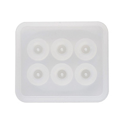 White Beads Silicone Molds, Resin Casting Molds, For UV Resin, Epoxy Resin Jewelry Making, Round, White, 82x71x3mm, Hole: 2.4mm, Round: 19.2mm