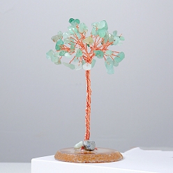 Green Aventurine Natural Green Aventurine Chips Tree of Life Decorations, Natural Agate Slices Base with Copper Wire Feng Shui Energy Stone Gift for Women Men Meditation, 110~20mm