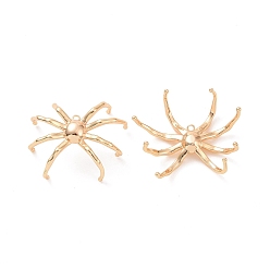 Real 18K Gold Plated Brass Pendants, Spider Charm, Real 18K Gold Plated, 24~29x30~33x12mm, Hole: 1.5mm