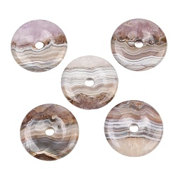 Натуральный Агат Подвески из натурального аметиста и кружевного агата, подвески в виде пончиков/пи-дисков, 30x5.5~6 мм, отверстие : 5 мм
