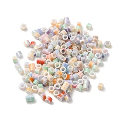 Mixed Color Baking Paint Glass Beads, Tube, Mixed Color, 4x3mm, Hole: 1.2mm