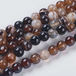 Brun Saddle Perles en agate à rayures naturelles teintées / perles en agate à bandes, selle marron, 6mm, Trou: 1mm, Environ 62 pcs/chapelet, 14.8 pouce