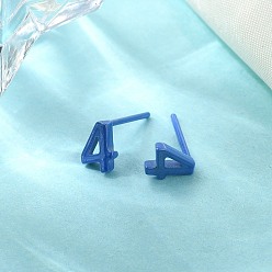 Blue Hypoallergenic Bioceramics Zirconia Ceramic Stud Earrings, Number 4, No Fading and Nickel Free, Blue, 7x5mm