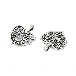 Античное Серебро Подвески из сплава, сердце, античное серебро, 16.5x14.5x1.5~4 мм, отверстие : 2 мм, 1587 шт / 1000 г