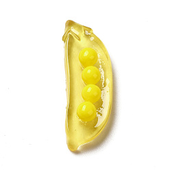 Yellow Transparent Resin Cabochons, Snow Pea, Yellow, 35x12x8mm