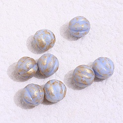 Light Steel Blue Czech Glass Beads, Pumpkin, Cornflower Blue, 8mm, Hole: 1mm