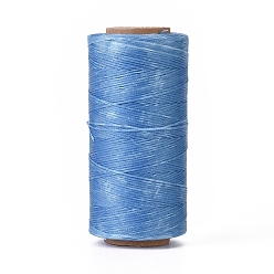 Aciano Azul Cordón de poliéster encerado, cordón de micro macramé, hilo de coser encerado, piso, azul aciano, 0.8 mm, aproximadamente 284.33 yardas (260 m) / rollo