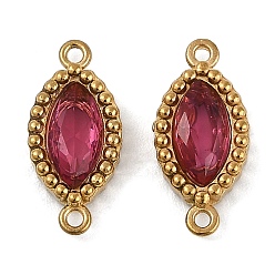 Светло-Вишневый Ионное покрытие (ip) 304 подвески-коннекторы из нержавеющей стали с кубическим цирконием в форме конского глаза, реальный 18 k позолоченный, светло-вишневый, 13x6x2.5 мм, отверстие : 0.9 мм