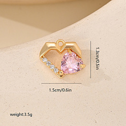 Сердце Микро проложить кубического циркония подвески, глоденские чары, сердце, 13x15 мм