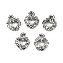 Нержавеющая Сталь Цвет 304 подвески из нержавеющей стали, Полые подвески в форме сердца ко Дню святого Валентина, цвет нержавеющей стали, 10x7.5x2 мм, отверстие : 1.5 мм