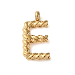 Letter E 316 Surgical Stainless Steel Pendants & Charms, Golden, Letter E, 14x7x2mm, Hole: 2mm