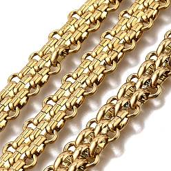 Настоящее золото 18K Ионное покрытие (ip) 304 плетеные звенья цепи из нержавеющей стали, несварные, реальный 18 k позолоченный, 13.5x6.5x1.5 мм
