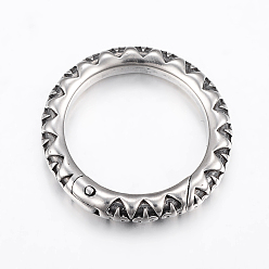 Antique Silver 316 Surgical Stainless Steel Spring Gate Rings, O Rings, Antique Silver, 23x3.5mm,Inner Diameter: 17mm