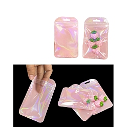 Rose Brumeux Sacs à fermeture à glissière de plastique rectangle, sacs d'emballage refermables, sac auto-scellant, rose brumeuse, 10x6.5 cm, épaisseur unilatérale : 2.7 mil(0.07mm)