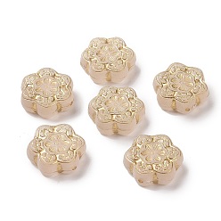 Moccasin Plating Acrylic Beads, Golden Metal Enlaced, Frosted, Flower, Moccasin, 18x17x7mm, Hole: 1.4mm, about 315pcs/500g