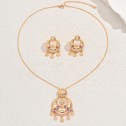 Золотой Комплект серег и ожерелий в стиле бохо для женщин с луной из латуни и микропаве из кубических цирконий, золотые