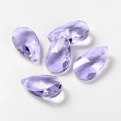 Lilac Faceted Teardrop Glass Pendants, Lilac, 16x9x6mm, Hole: 1mm
