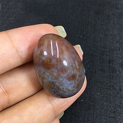 Moss Agate Natural Moss Agate Egg Shaped Palm Stone, Easter Egg Crystal Healing Reiki Stone, Massage Tools, 30x20mm
