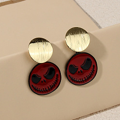 dark red Skull Pendant Earrings - Halloween Style, Fashionable, Unique.