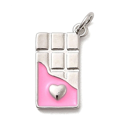 Бледно-Розовый Латунь эмаль подвески, цвет шоколада, стойки покрытие, долговечный, без кадмия и без свинца, платина, с целью перехода в кольце, розовый жемчуг, 18x10.5x2 мм, отверстие : 3 мм